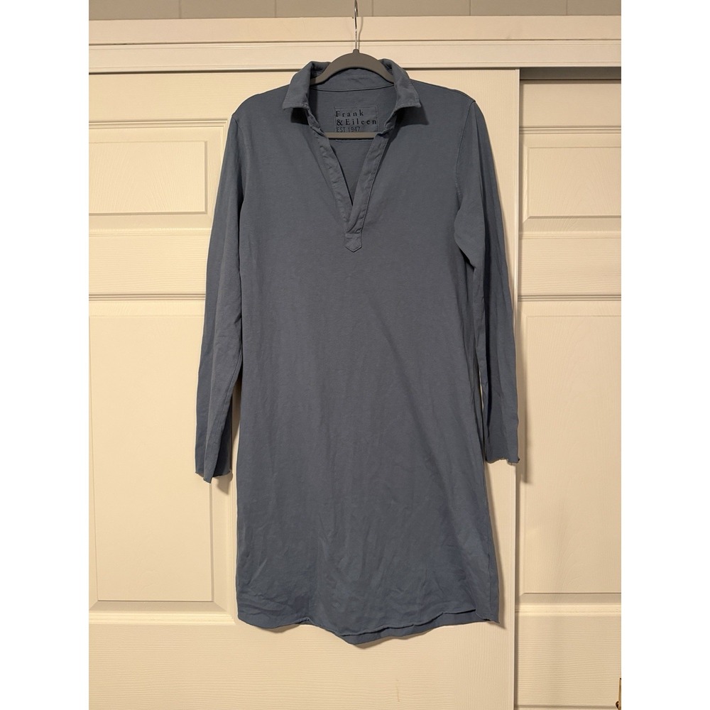 Frank & Eileen Nicole Henley Polo Shirt Dress Hydrangea Blue Summer Coastal